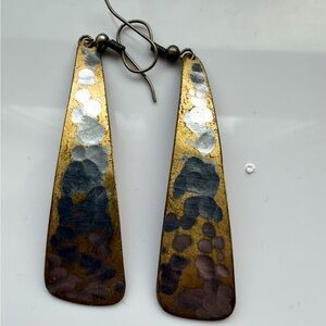 Gold & Silver Metal Dangling Earrings